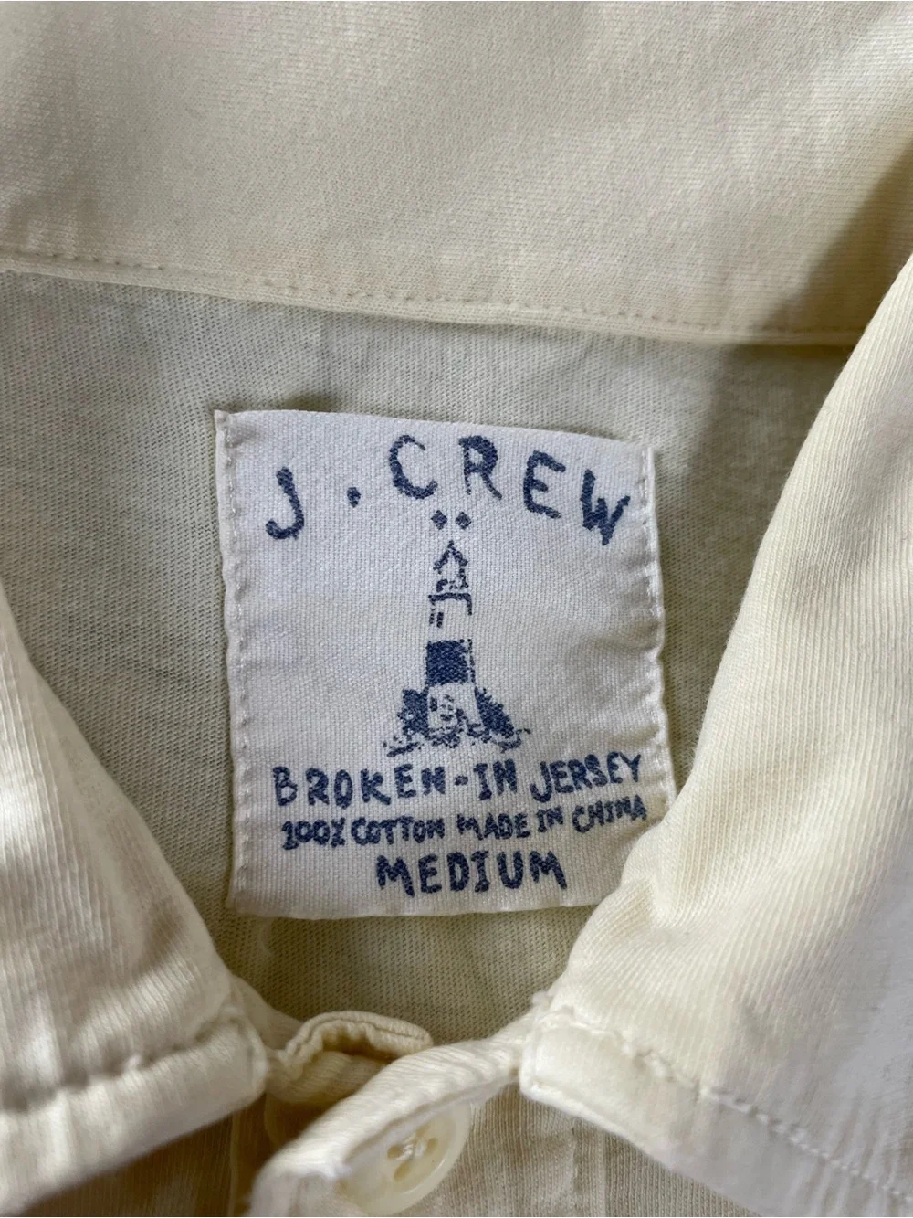 J.Crew Polo Shirt Sz M Short Sleeve Broken In Cotton Pocket Casual Light Yellow